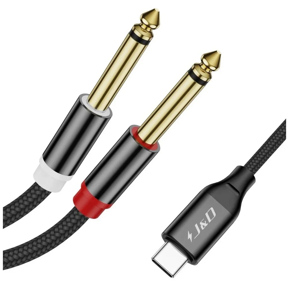 J&d USB C To Dual 6.35mm 1/4 Inch Stereo Splitter Y Cable Audio Cord‎ 3.3 Feet